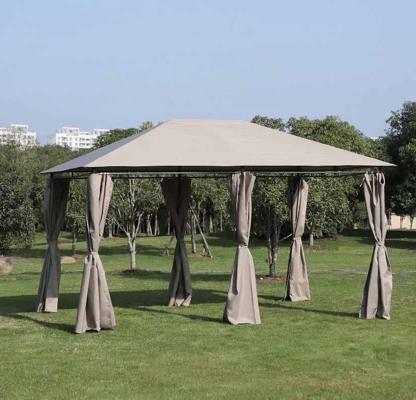 SHIPPING ONLY 13’ x 10’ Steel Outdoor Gazebo Canopy Tent w/Curtains