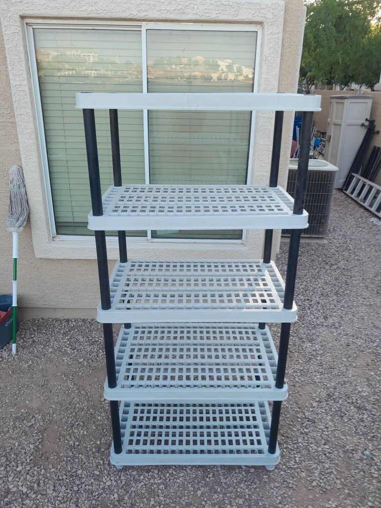 5 Tier Plastic Utility Shelving Unit 36x24x74 Garage Shelves 
