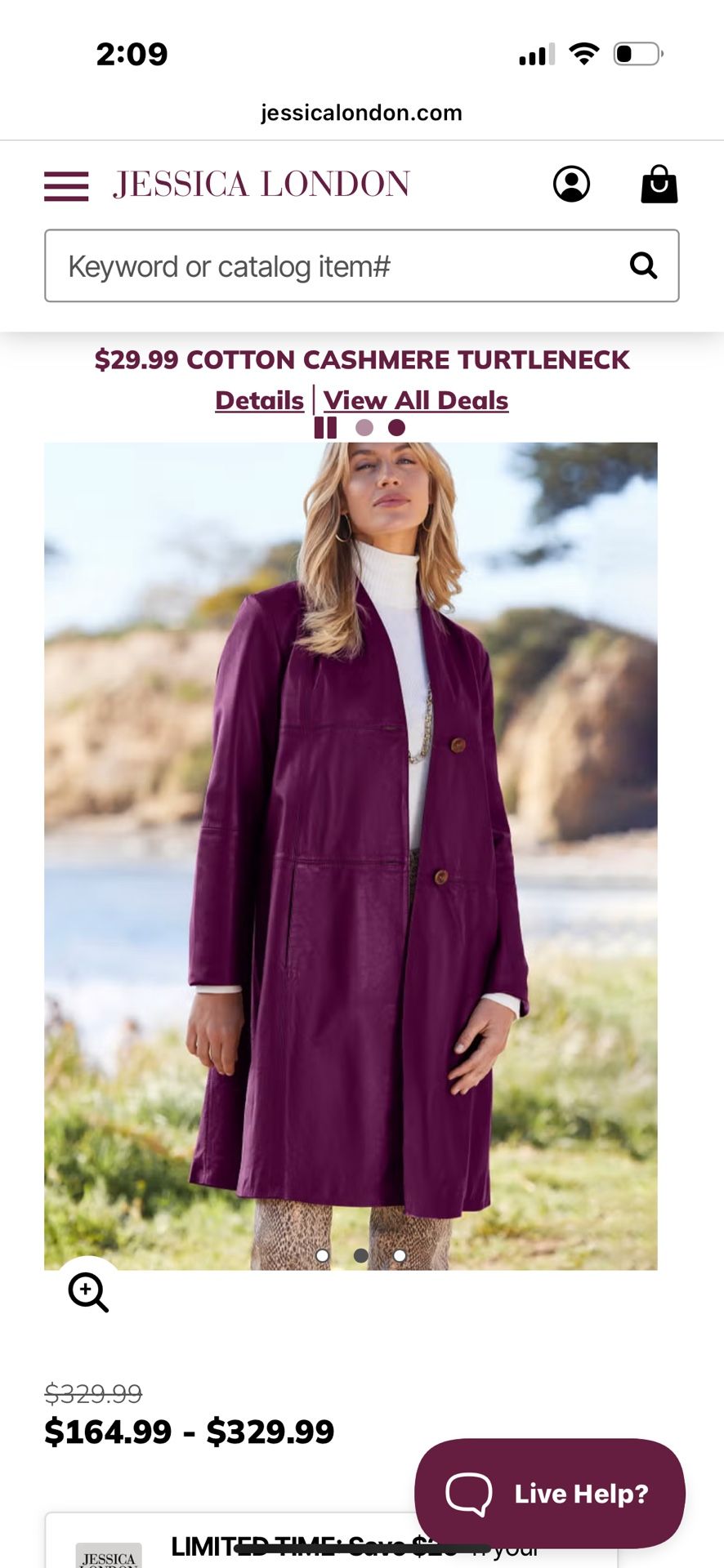 Jessica London Blue Leather Jacket Size 28