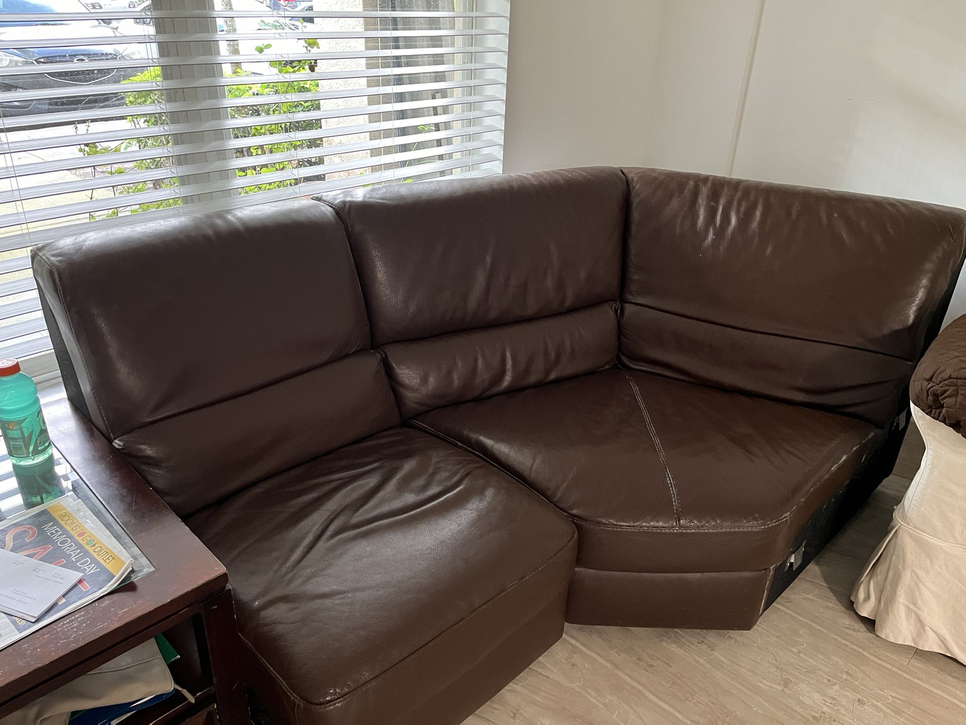 Brown Leather Corner Couch