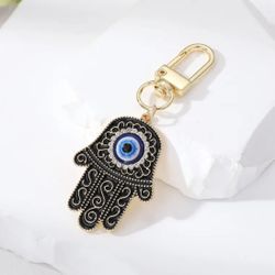 Brand New Unique & Stylish Bling Bling Hamsa Hand Evil Eye Keychain & Bag’ Charm By