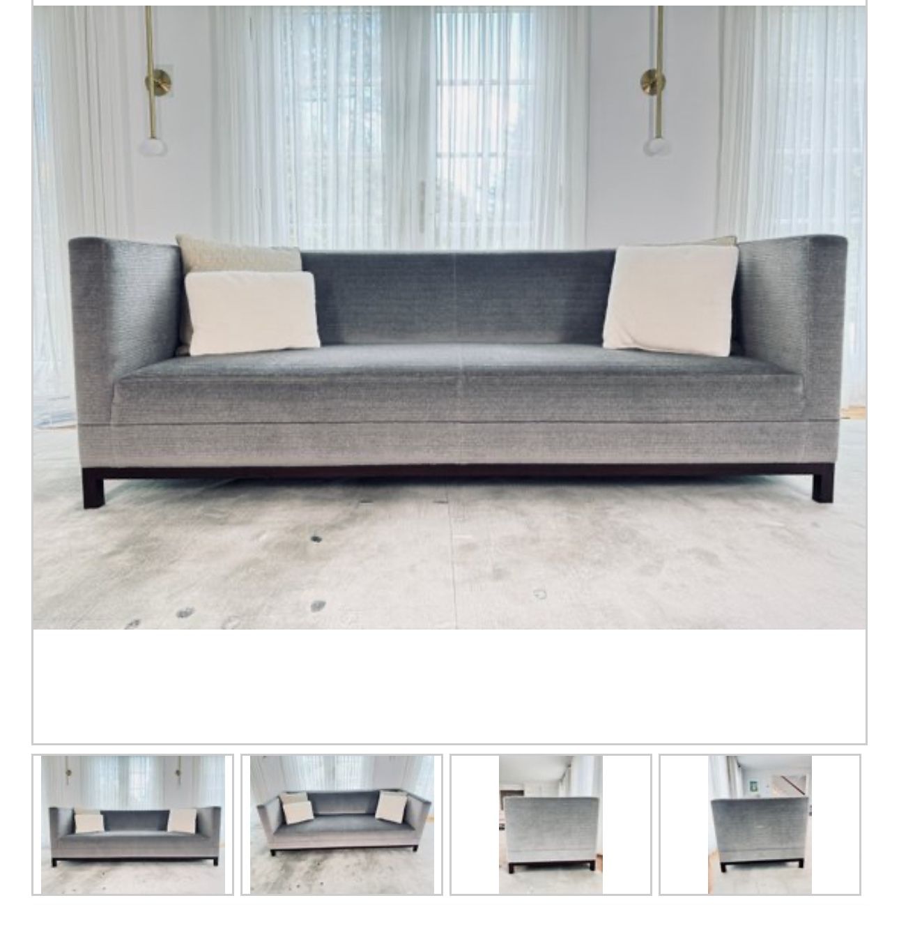 Custom Grey Upholstery Sofa With Throw Pillows