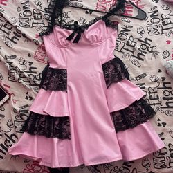 Dollskill Pink And Black Dress