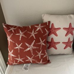 Two Starfish Indoor/Outdoor Throw Pillows- Excellent 