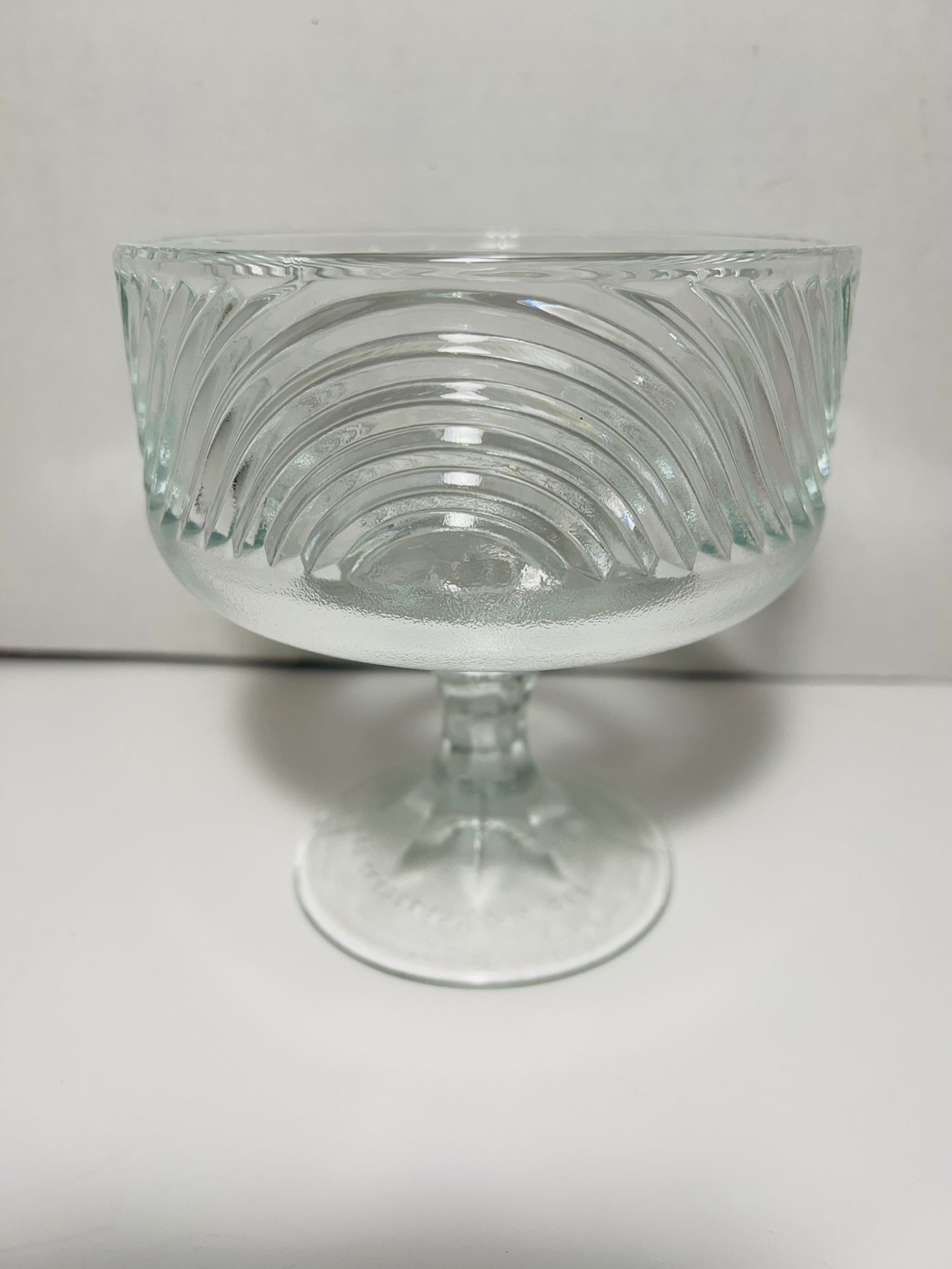 Vintage EO Brody Clear Glass Swirl Compote Pedestal Bowl