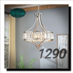 ✨ Crystal Farmhouse Chandelier | Modern Brushed Nickel Dining Room Ceiling Light 4-Light ✨