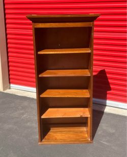 Antique Tall Solid Wood Bookcase 5 Shelves
