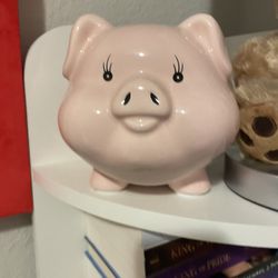 Pink Ceramic Piggy Bank.
