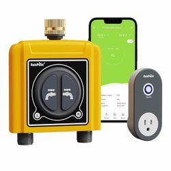 RAINPOINT WiFi Water Timer with Brass Inlet, 2 Outlets Sprinkler Timer,Automatic Irrigation System Controller, APP & Voice Control, Irrigation by Weat