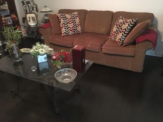 Wrought iron and glass coffee table