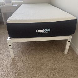 CoolGel Twin Memory Foam Mattress + Bed Frame