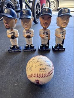San Diego Padres 2002 Collectors Series Bobbleheads and Signed Baseball