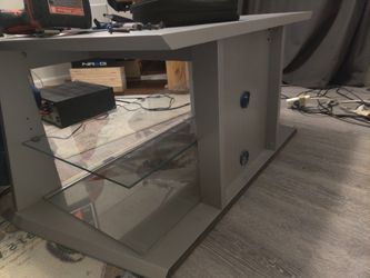 TV Stand with Glass Shelves