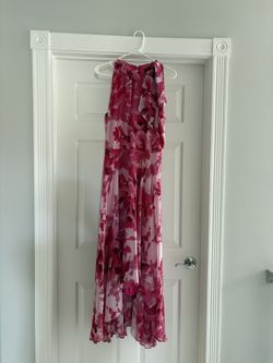 Pink Floral Halter High-Low Maxi Dress (size 8) by White House Black Market