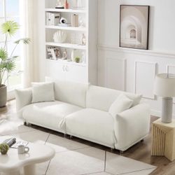 Couches for Living Room 87" Sofa with 2 Pillows Soft Touch and Much Comfort Metal Feet Hold up to 900lbs,beige