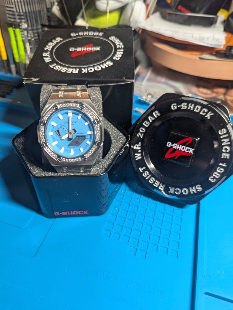 New G-Shock GA-2100 Blue Silver Steel