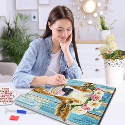 JOOZ Framed Canvas Diamond Art Kits for Adults - 5D Cow Diamond Painting