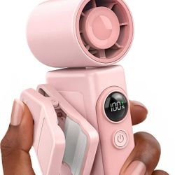 Brand New Clip-On Portable Fan, 13500 RPM Rechargeable Handheld Mini Fan with LED Display, 360° Rotating Detachable Clip, Stroller Fan for Baby, Compa