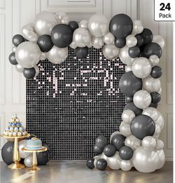 Shimmer Wall Backdrop Black Wall Panels 24Pcs