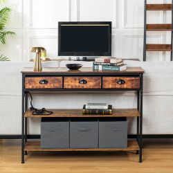 Renna 43.3” Console Desk Modern Entryway Table with Drawers