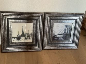 Set of 2 Framed City Landmark Wall Art Prints