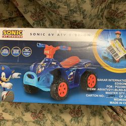 Licensed Sonic The Hedgehog 6V Battery Powered Ride on ATV for Kids Ages 2-5 Years Old, Blue