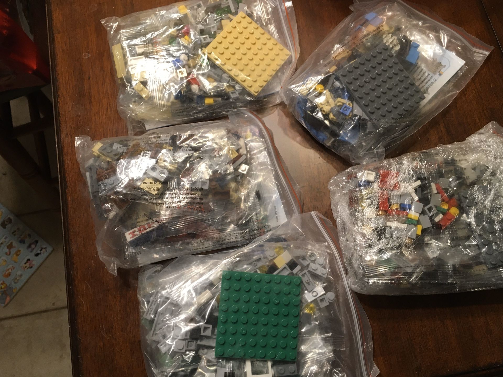 City building blocks LOT of 5 different mini-city projects, cafe, fire dept., grocery store, etc.