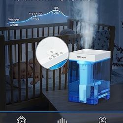 INSENVO Humidifier 7.5L for Large Bedroom, Top Fill&Anti-leak Design, Ultrasonic Cool Mist Humidifers Indoor for Baby&Plants, Disassemble&Clean Easily