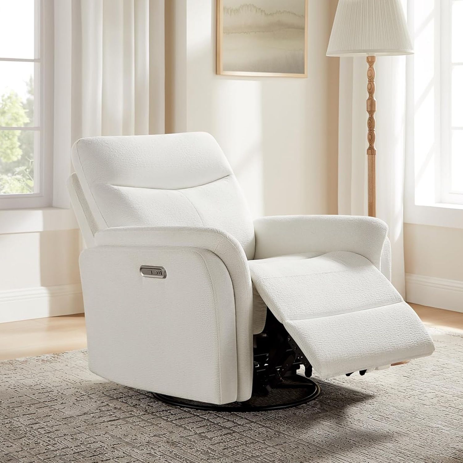 VANOMi Power Recliner Chair Swivel Glider, Electric Rocking Recliner Chairs with USB and Type-C Ports, Nursery Chair Recliner for Living Room, Bedroom