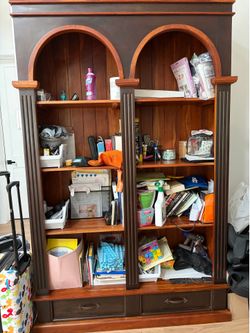 Large Solid Wood Arched Bookcase / Display Cabinet