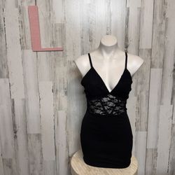 Windsor Black Lace Corset Bodycon Mini Dress Size Large L NWT