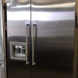 Viking 48”Wide Built In Side By Side Refrigerator In Stainless Steel