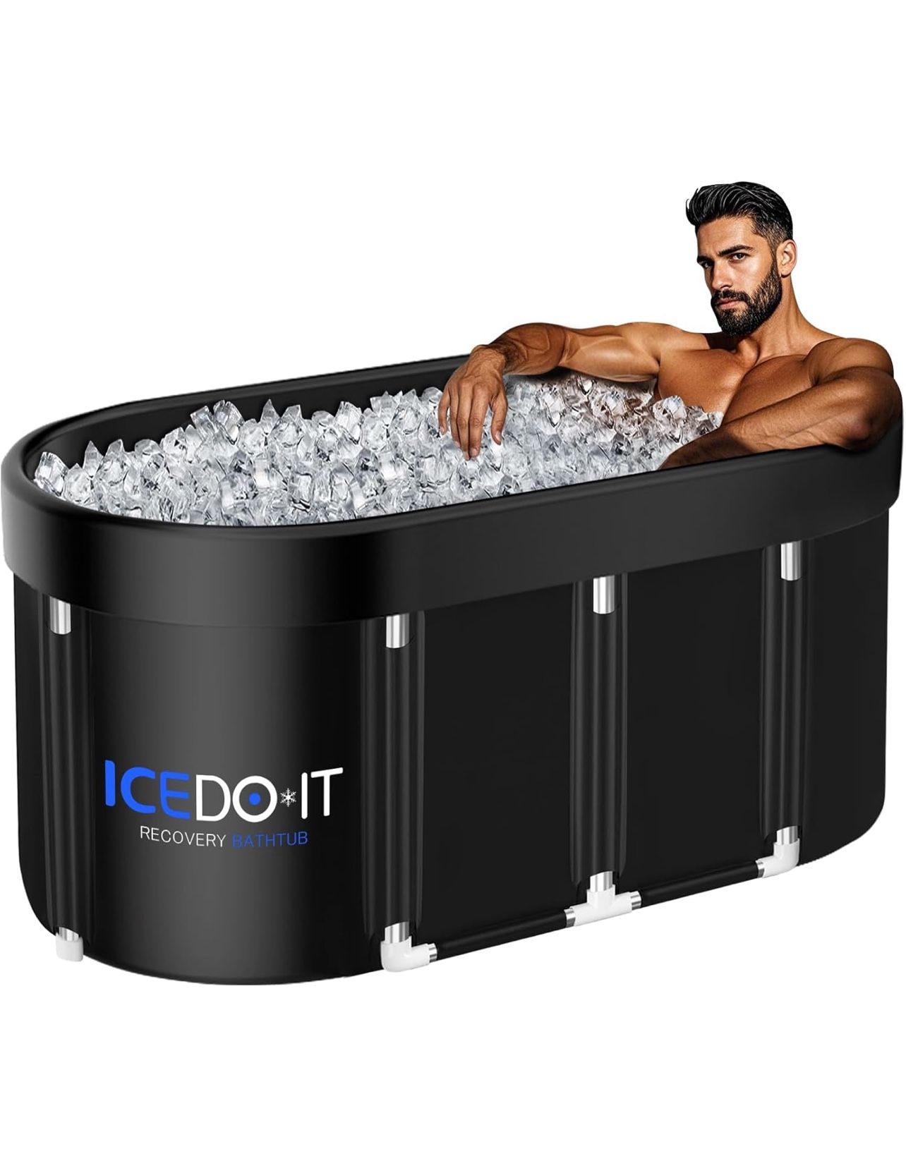 Black Portable 129 Gal XL Large Oval Ice Bath Tub