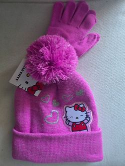 Sanrio Hello Kitty girls beanie & gloves set one size fit all