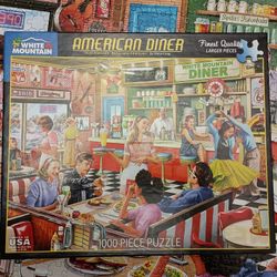 White Mountain American Diner 1000 Piece Puzzle With Box Stand