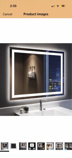 40x32 LED Bathroom Mirror with Lights, Lighted Vanity Mirror Backlit and Front Light, Anti-Fog, 3 Color Dimmable, Memory, Tempered Glass, IP54 Waterpr