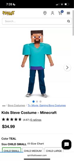 Kids Minecraft Steve Halloween Costume