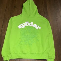 πΈοΈ Sp5der Rhinestone Web Hoodie β Neon Green π Size S