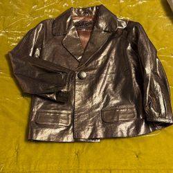 Vintage Metallic Gold Leather Blazer