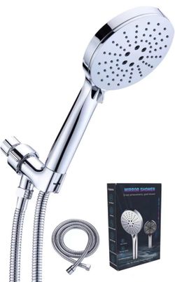 High Pressure Handheld Shower Head with 3-Settings, 60" Long Stainless Steel Hose, and Shower Holder - Polished Chrome