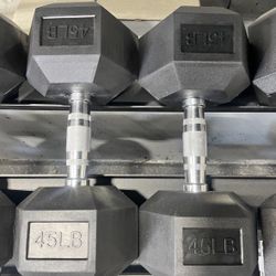 Hex Rubber Dumbbell Pair 45lb BRAND NEW Vesta Fitness - $107.10+tax