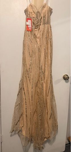 Champagne Gold Beaded Formal Gown – XS – New