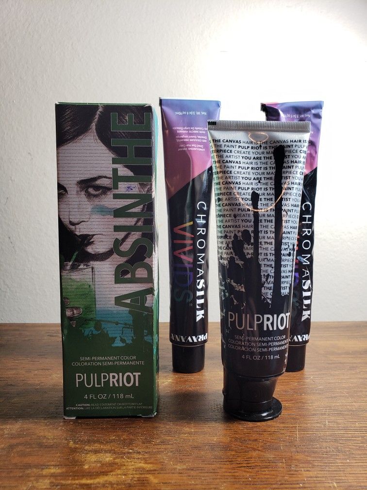 Semi-Permanent Hair Dye (Green and Purple) & Clear-Dilute