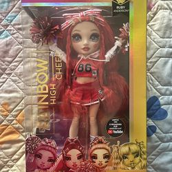 Rainbow High Cheer Ruby Anderson – Red Cheerleader Fashion Doll with 2 Pom Poms 