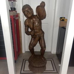 Hand Carved Tiki Warrior 4 feet