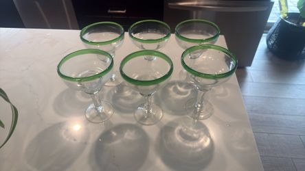 Mexican Hand Blown Glass Margarita Glasses-6