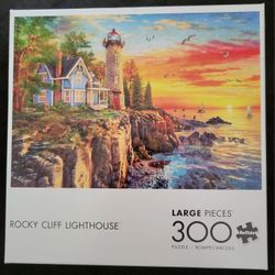 ROCKY CLIFF LIGHTHOUSE  300 Large Piece Jigsaw  Puzzle