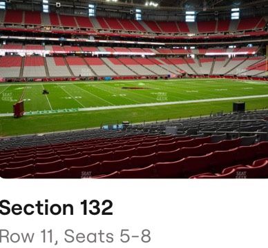 Partial CARDINALS SEASON TICKETS, 5 out of 8 home games