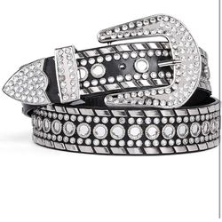 Suosdey black rhinestone belt