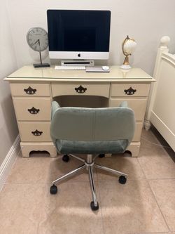 Vintage solid wood desk with chair
